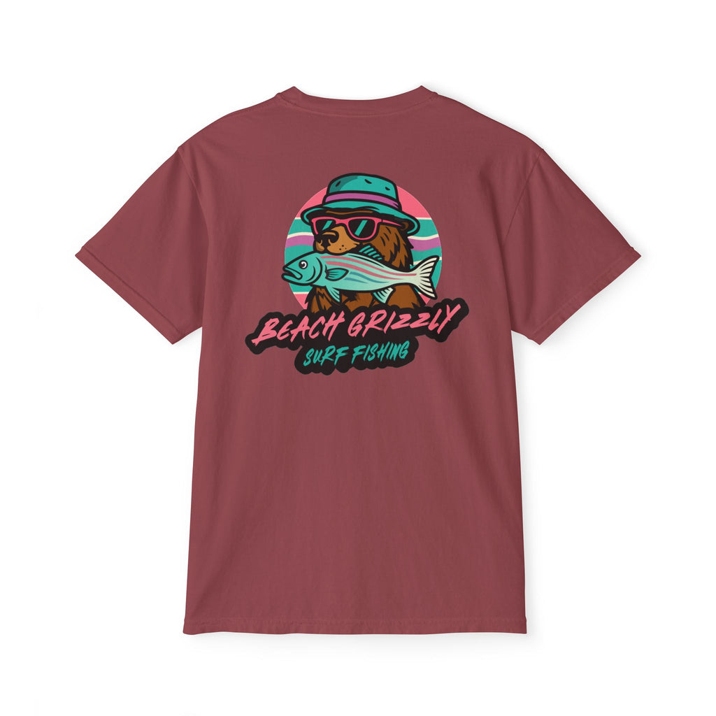 Beach Grizzly Surf Fishing Pocket Tee