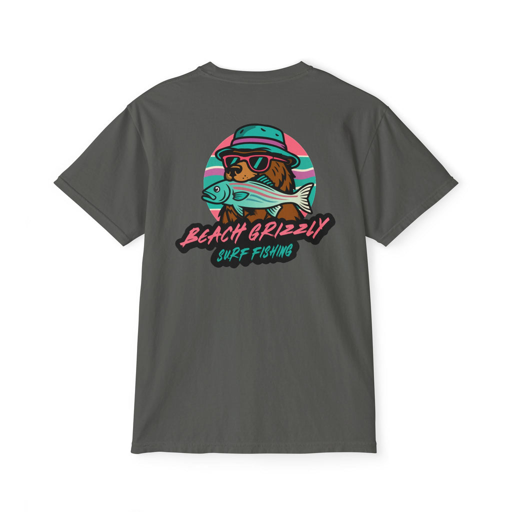 Beach Grizzly Surf Fishing Pocket Tee