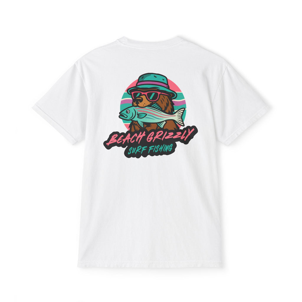 Beach Grizzly Surf Fishing Pocket Tee