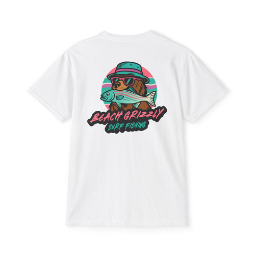 Beach Grizzly Surf Fishing Pocket Tee