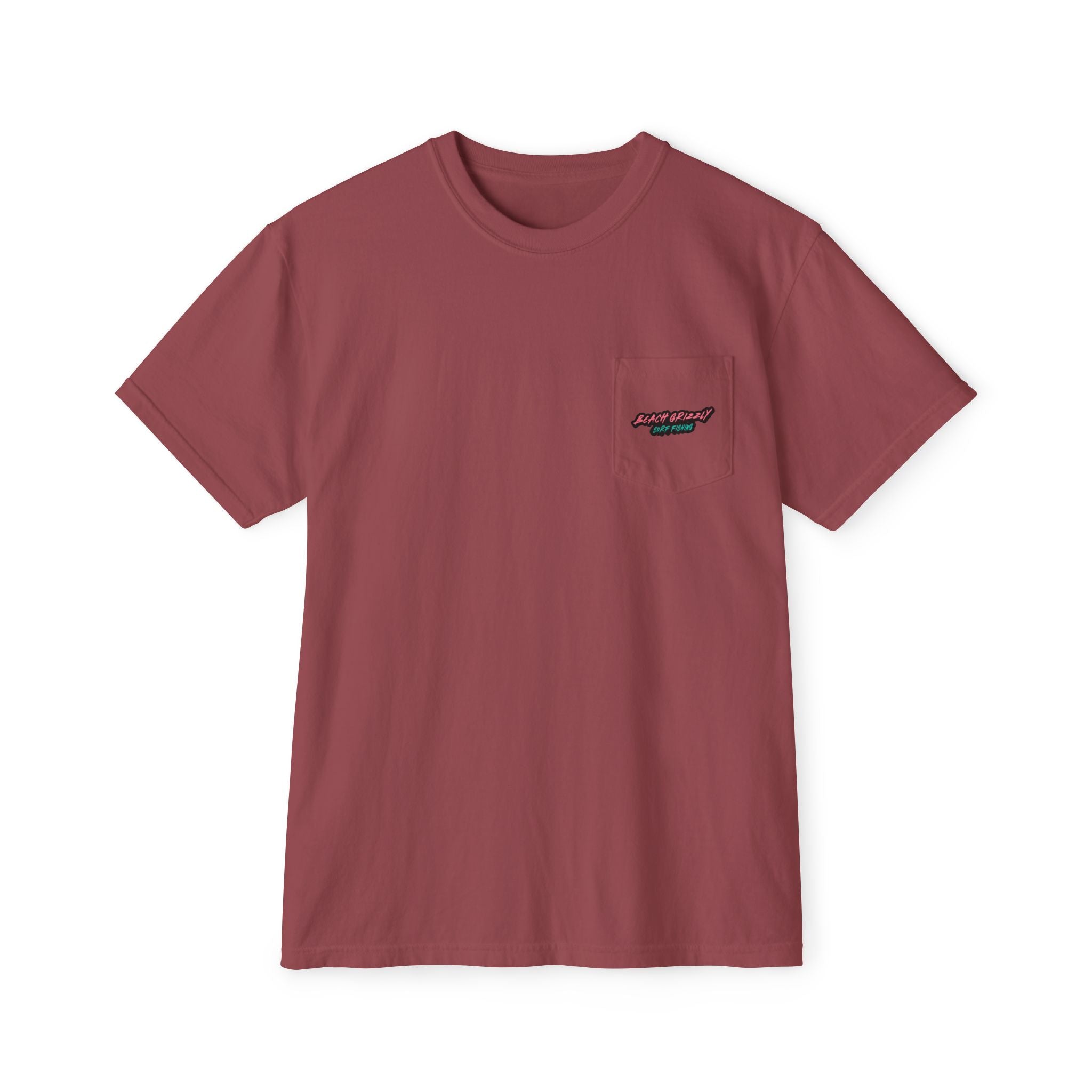 Beach Grizzly Surf Fishing Pocket Tee