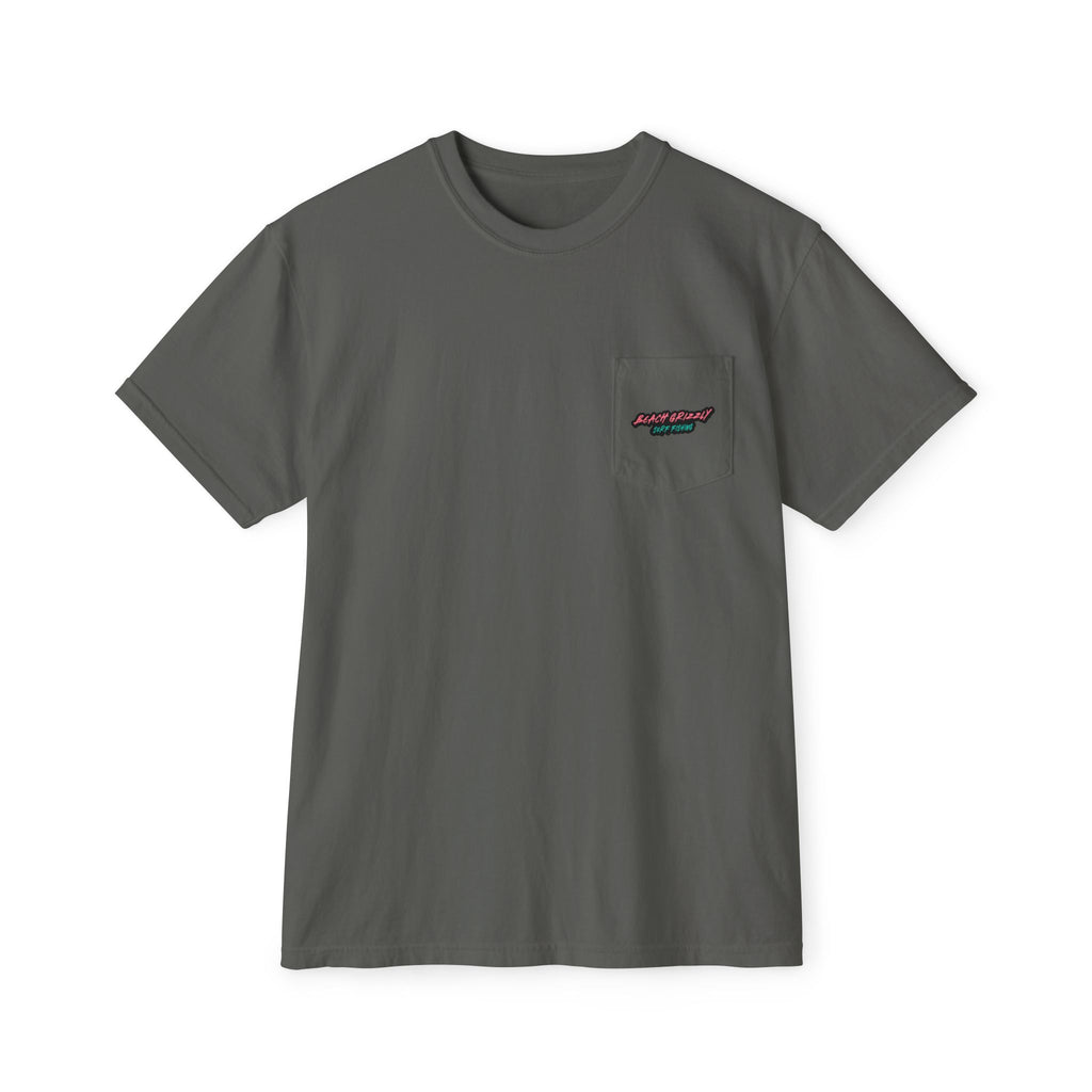 Beach Grizzly Surf Fishing Pocket Tee