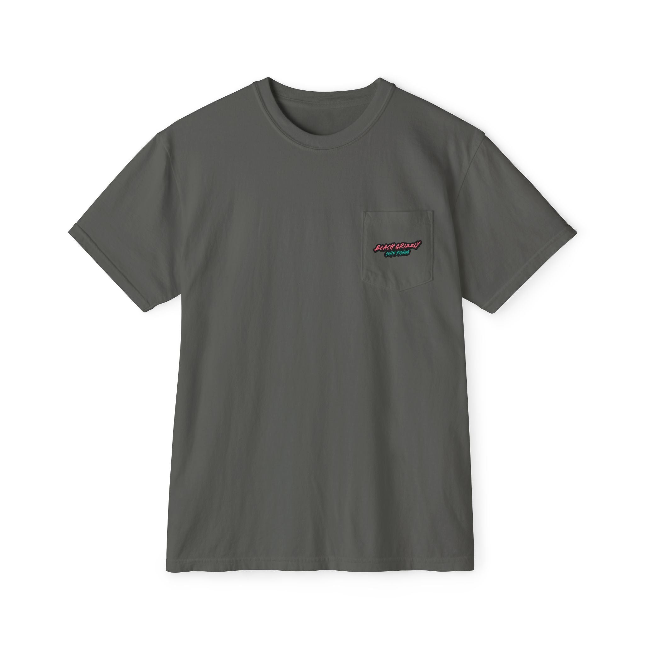 Beach Grizzly Surf Fishing Pocket Tee