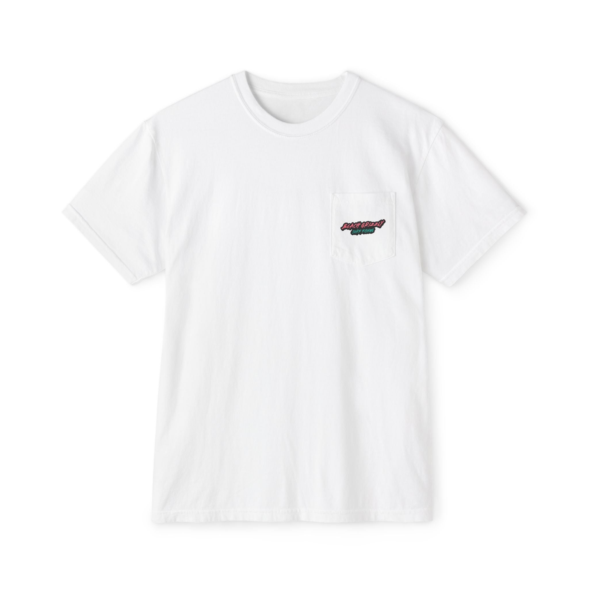 Beach Grizzly Surf Fishing Pocket Tee